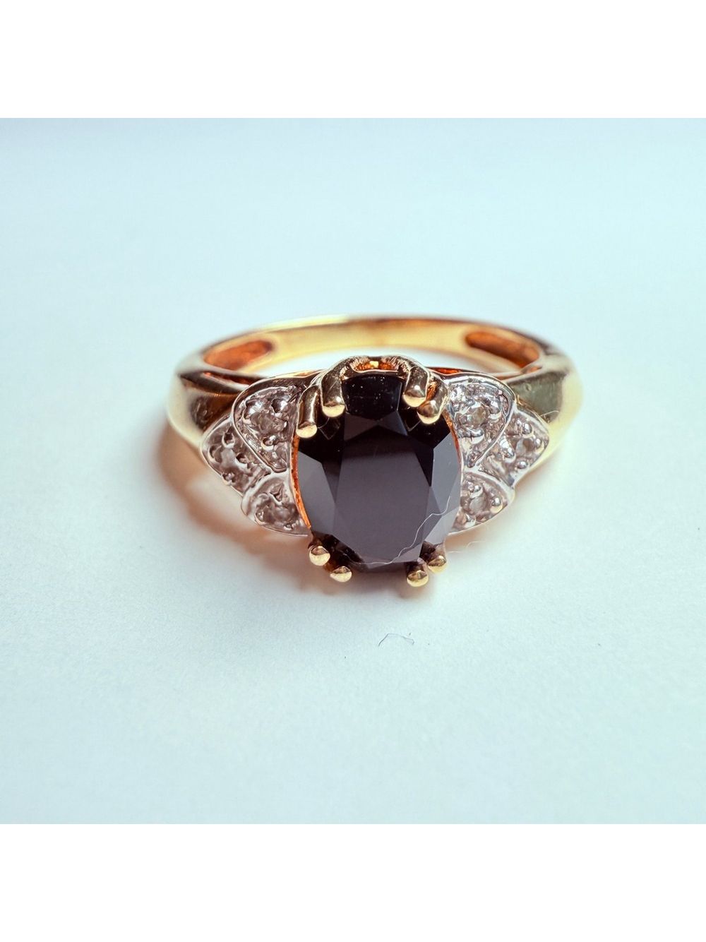 Estate 10k Yellow Gold 80 Ct Onyx  Diamond Abraham David Loewenstark Ring